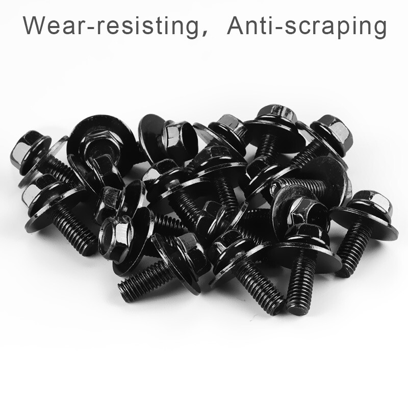 Car Auto Body Bolts Screws Fastener M6-1.0x 16mm Long- 10mm Hex- 17mm Washer USA