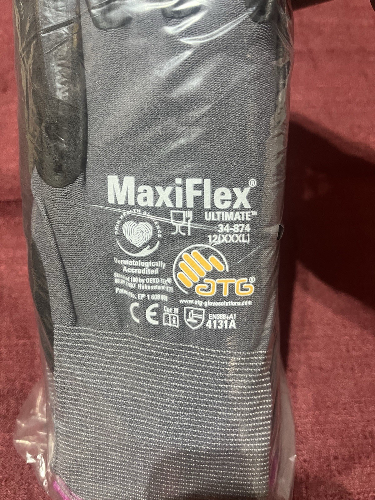 MaxiFlex Ultimate 34-874 Nitrile Coated Work Gloves XXXL 12 Pack Industrial