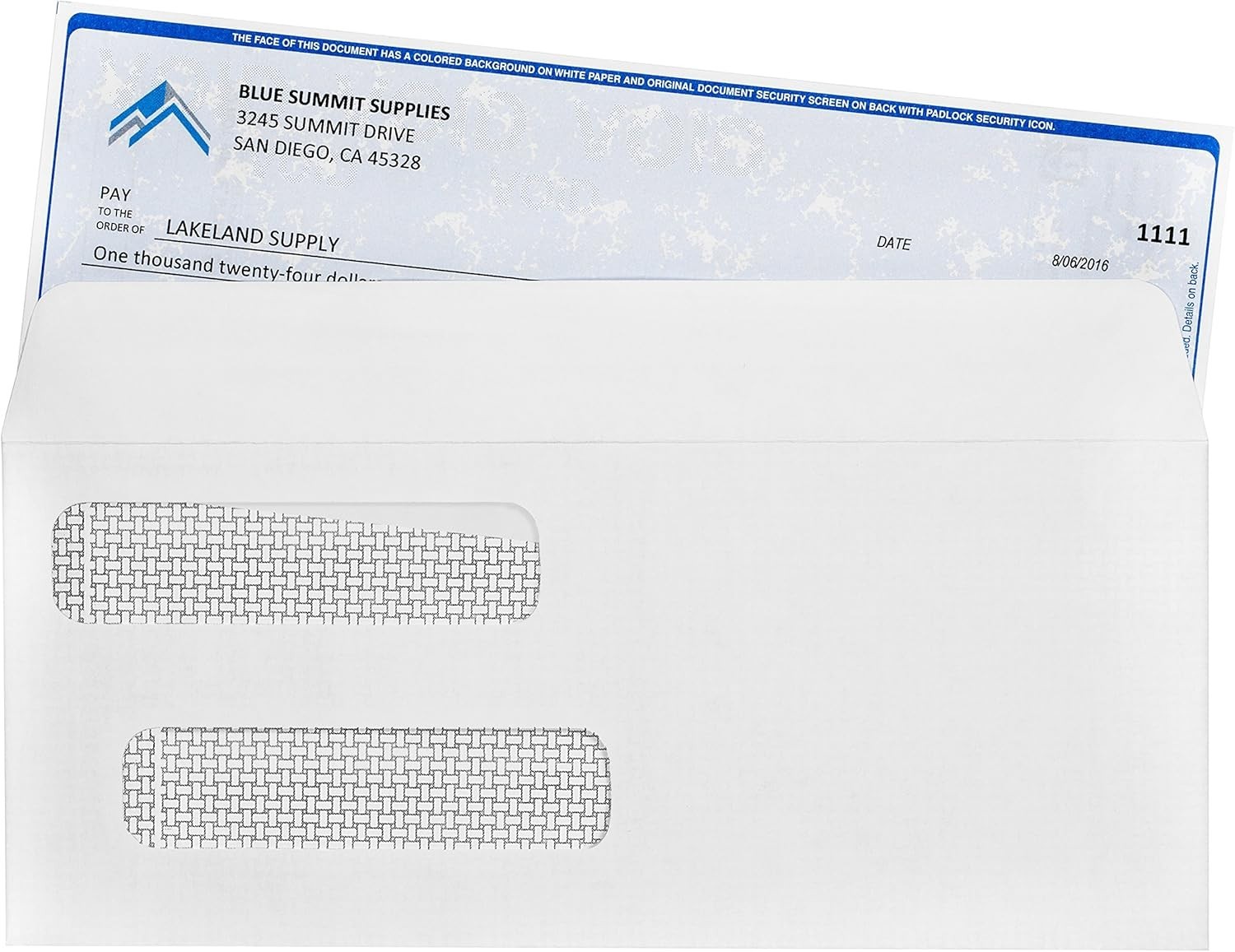 500 Count Double Window Security Check Envelopes for QuickBooks – Self-Seal