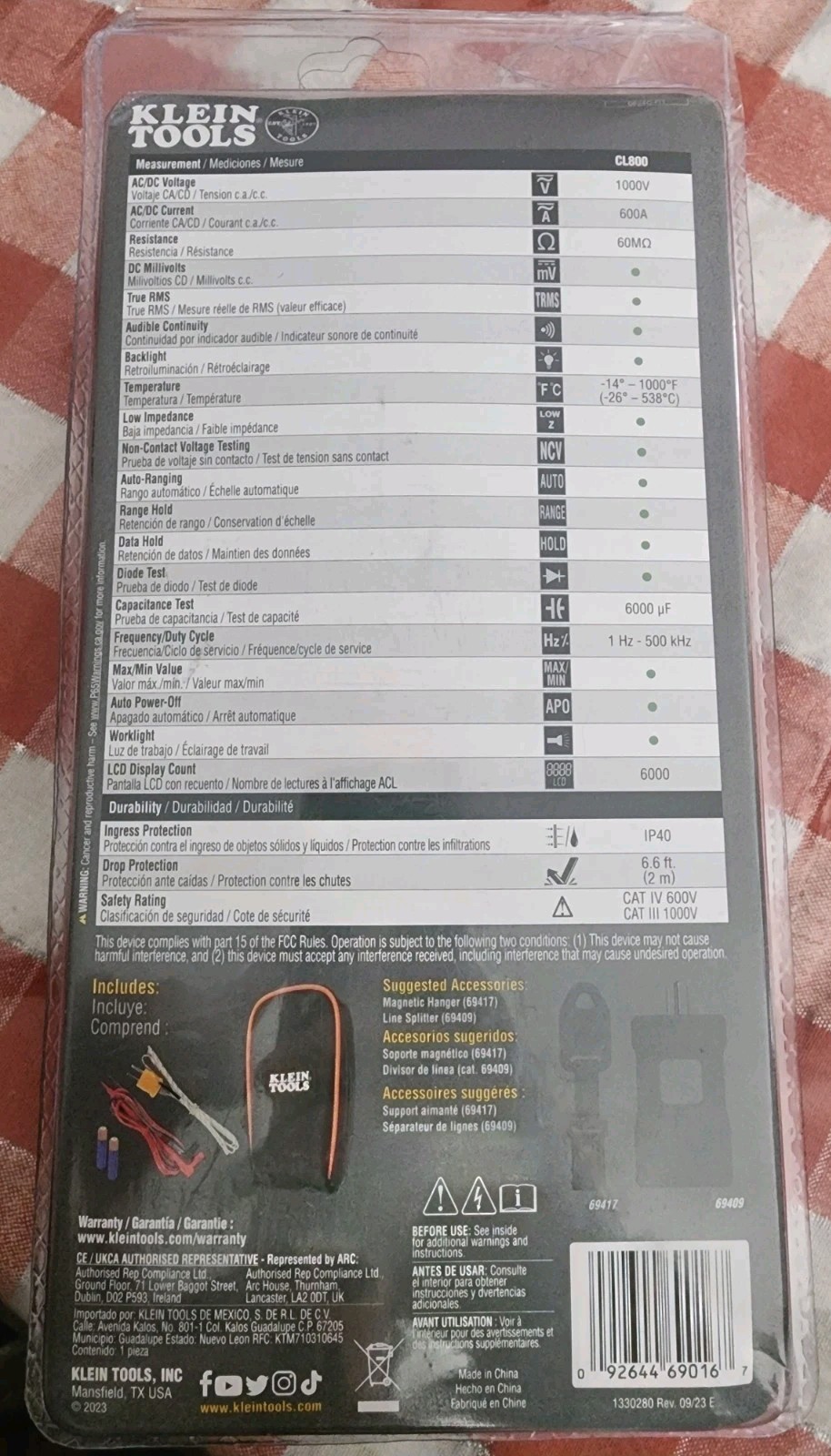 Klein Tools CL800 AC/DC True RMS Auto-Ranging Digital Clamp Meter