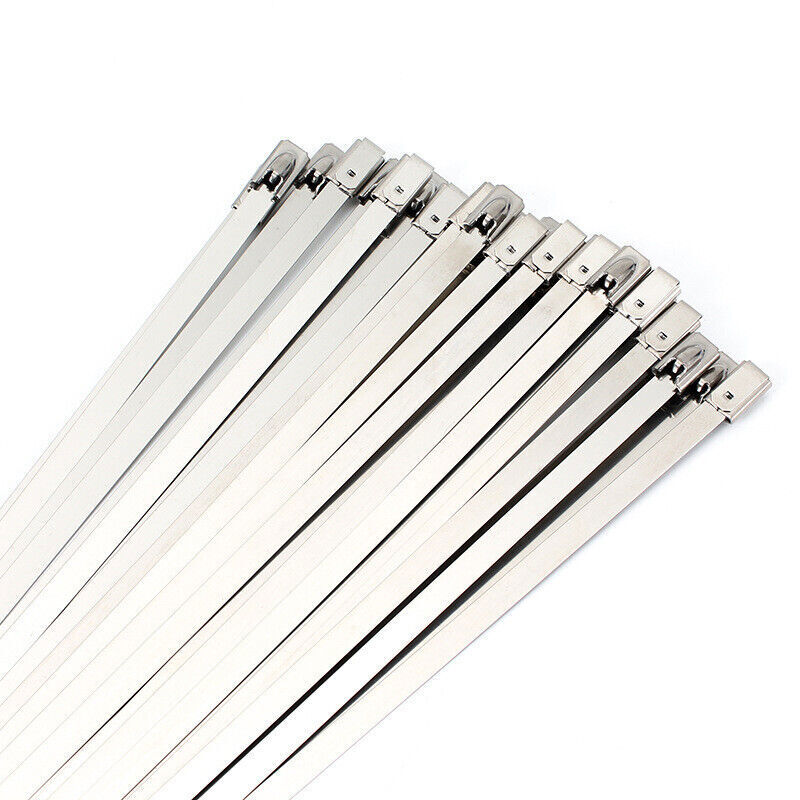 100 Pcs 150*4.6mm 304 Stainless Steel Metal Exhaust Wrap Locking Cable Zip Ties