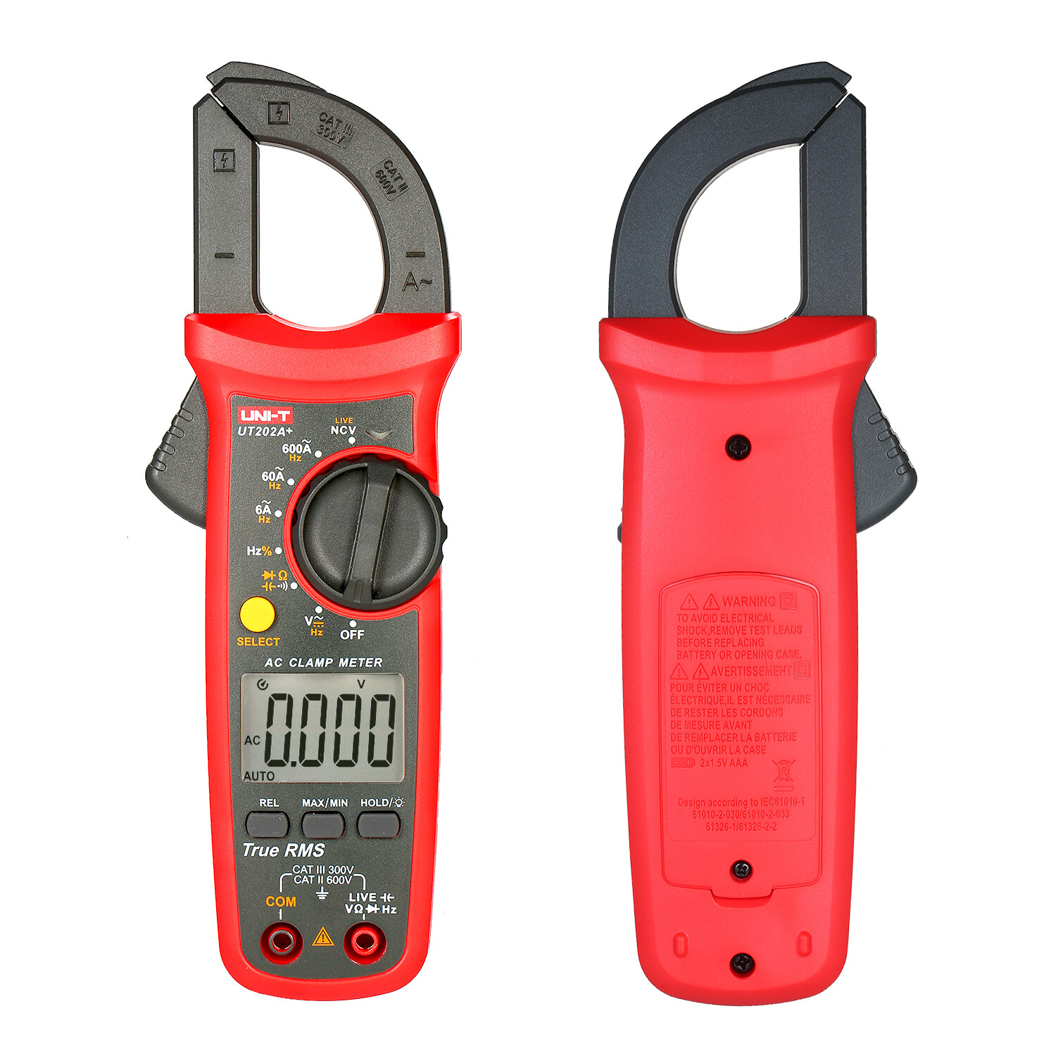 UNI-T UT202A+ LCD Digital Clamp Meter Multimeter Voltage Ampere Ohm NCV Tester