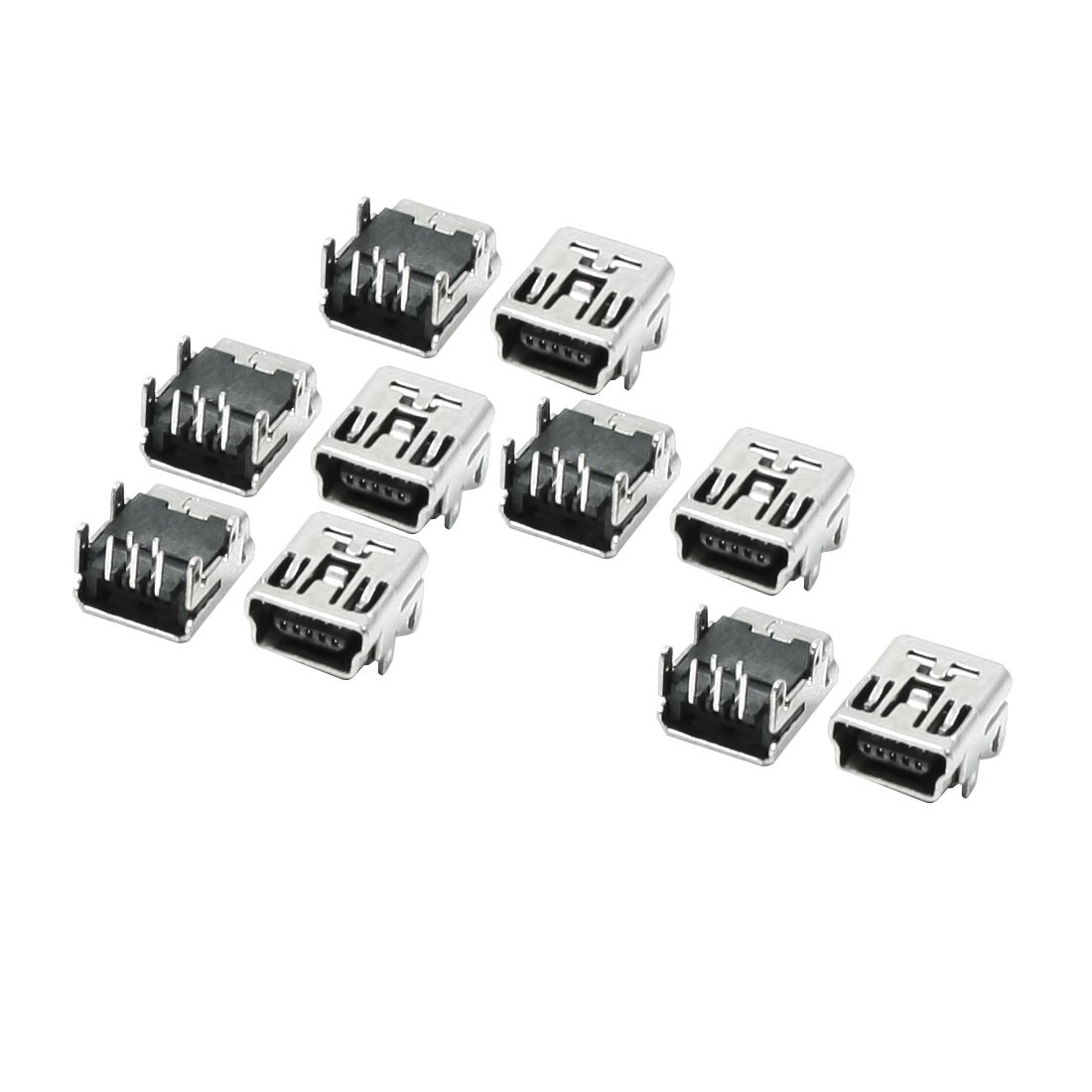 10 x Right Angle 5 Pins PCB Mount USB B-Type Female Jack Solder Connector