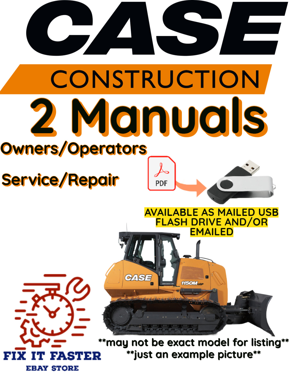 CASE 1150D CRAWLER DOZER MANUAL OWNERS OPERATORS SERVICE REPAIR SHOP PDF USB