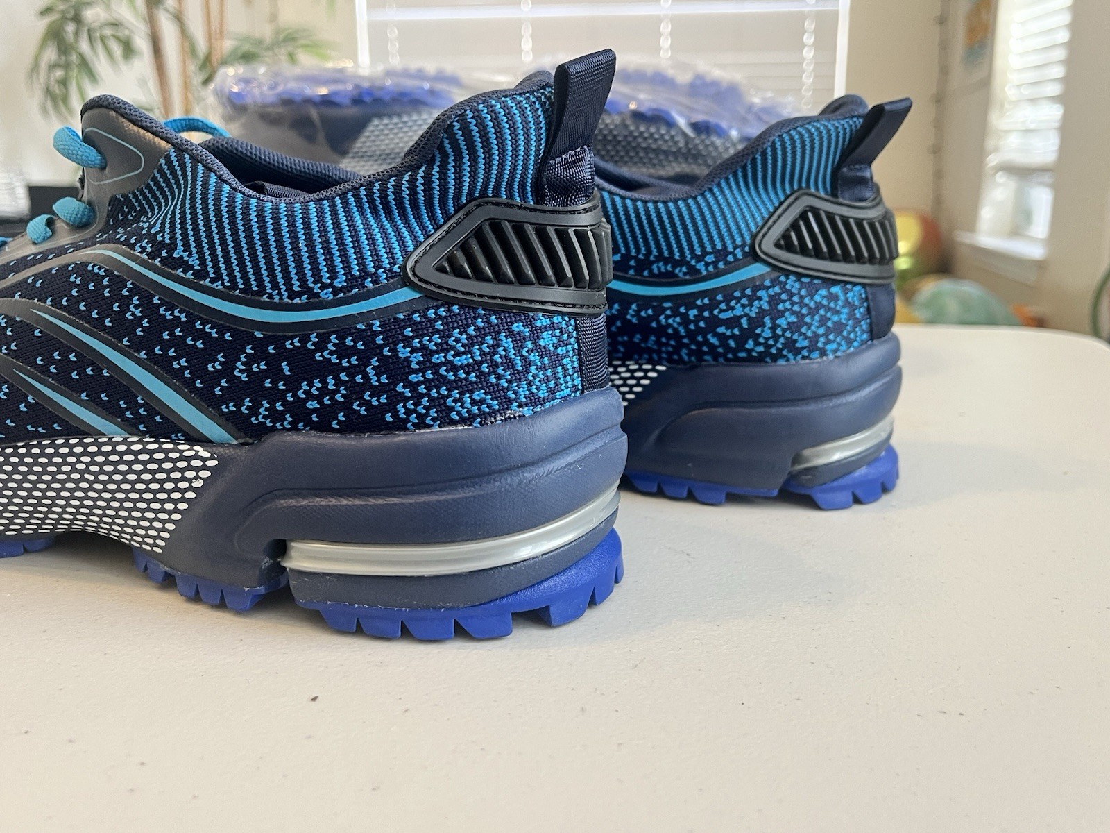 Furuian Steel Toe Work Safety Shoes Black W Blue New Size 12.5