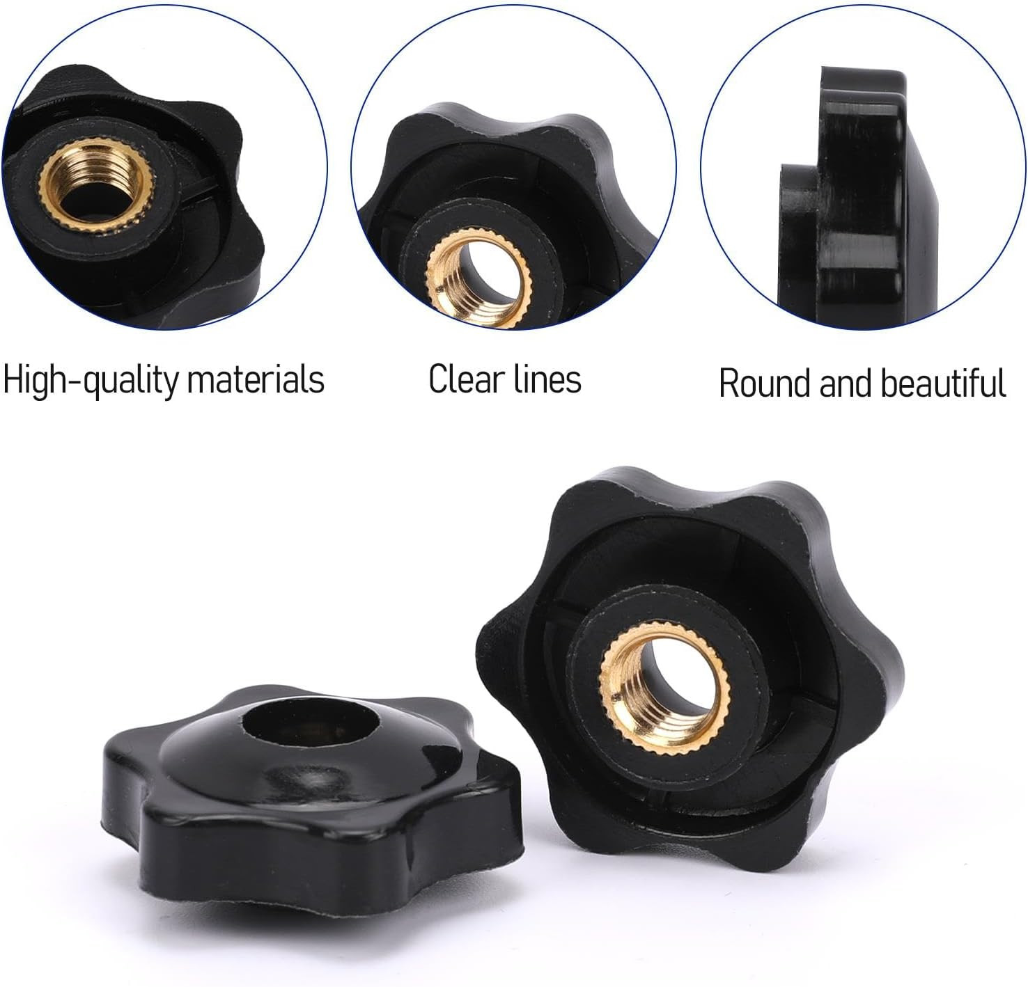 10 Pack 6 Star Knobs 1/4 Inch 20 Female Threaded Hexagon Head Thru Knob Clamping
