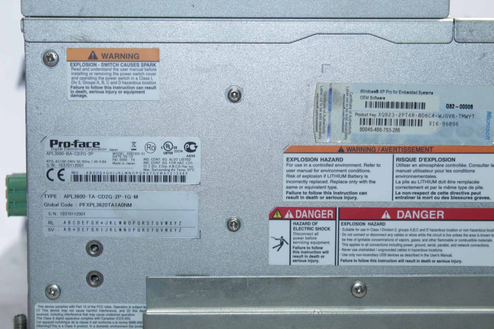 Pro-face 3582302-01 Industrial Pc Ac100-240V 50/60Hz APL3000-BA-2CD2G-2P