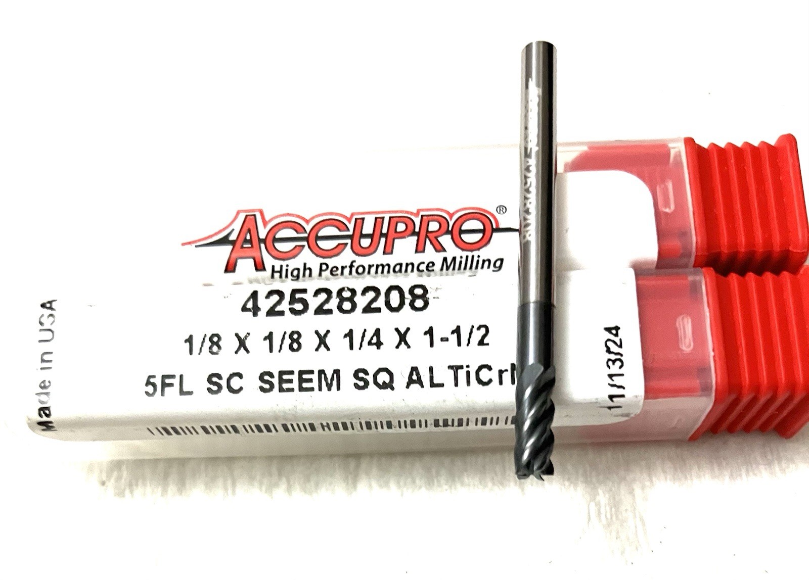 ACCUPRO 1/8″ 5FL Square End Mill Solid Carbide AlTiCrN 42528208 NEW