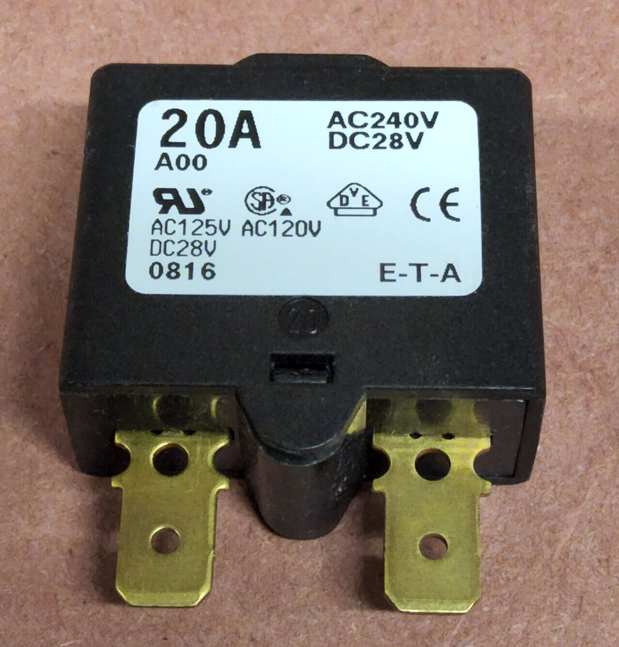 ETA Thermal Circuit Breaker, 1658 Series, 20 A, 1 Pole, Auto reset, NEW