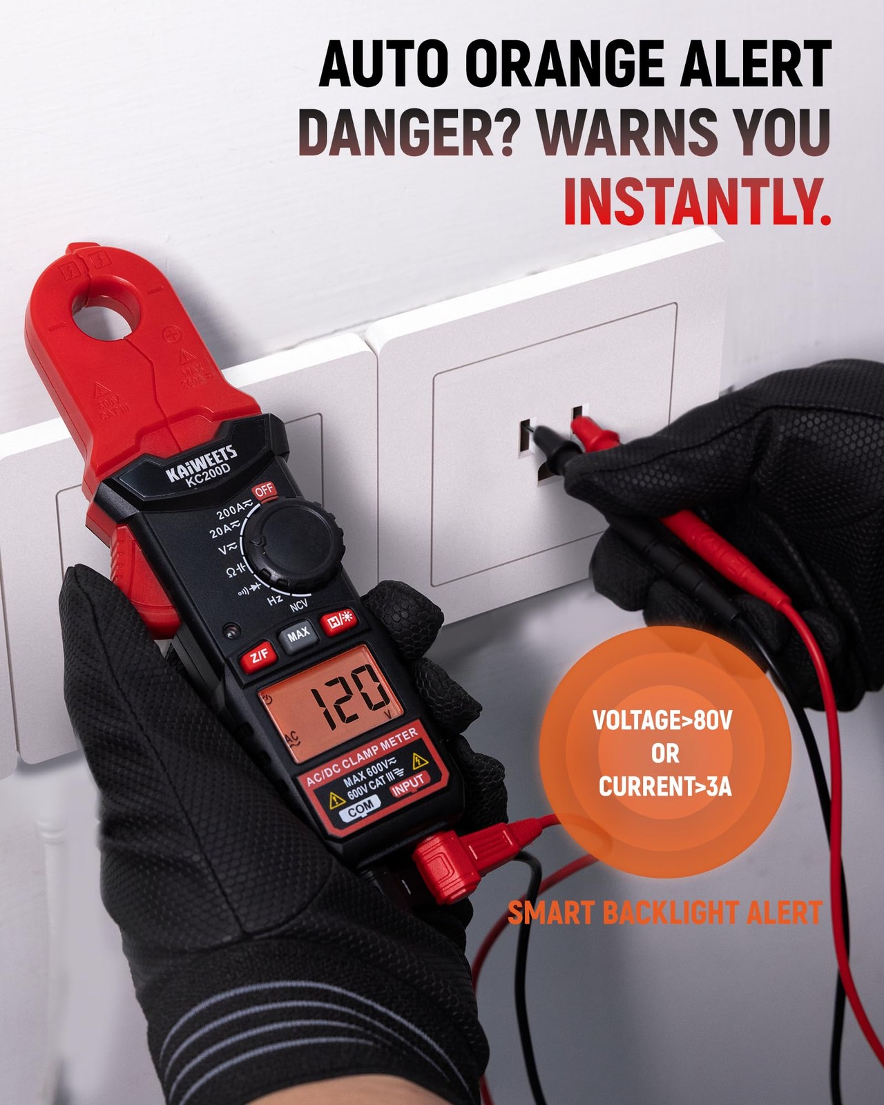 KAIWEETS Digital Clamp Meter with Round Jaw, Automotive Multimeter, NCV, 2000…