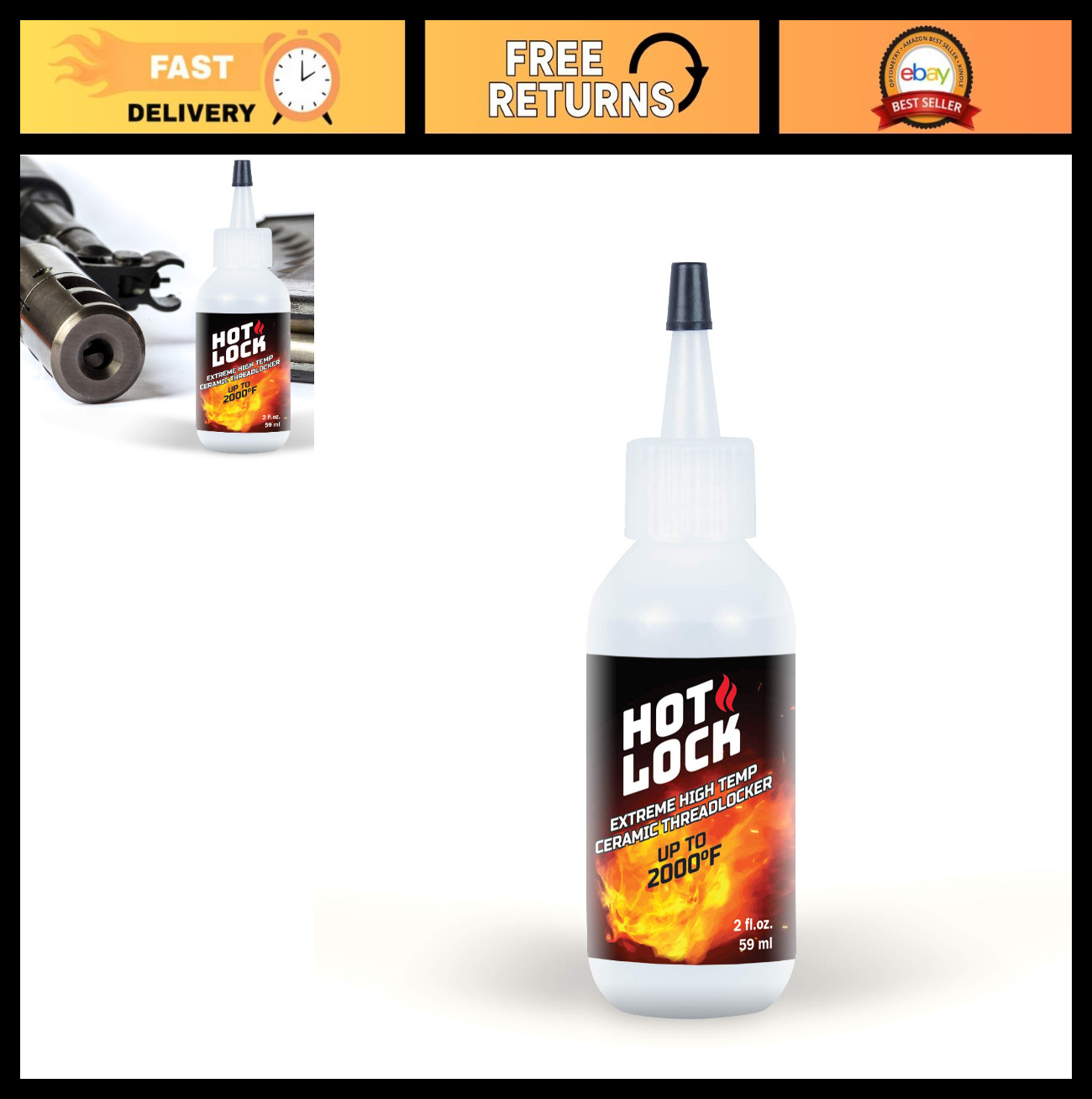 High-Temperature Threadlocker, Extreme Hot-Lock, Translucent, Strong Adhesive Se