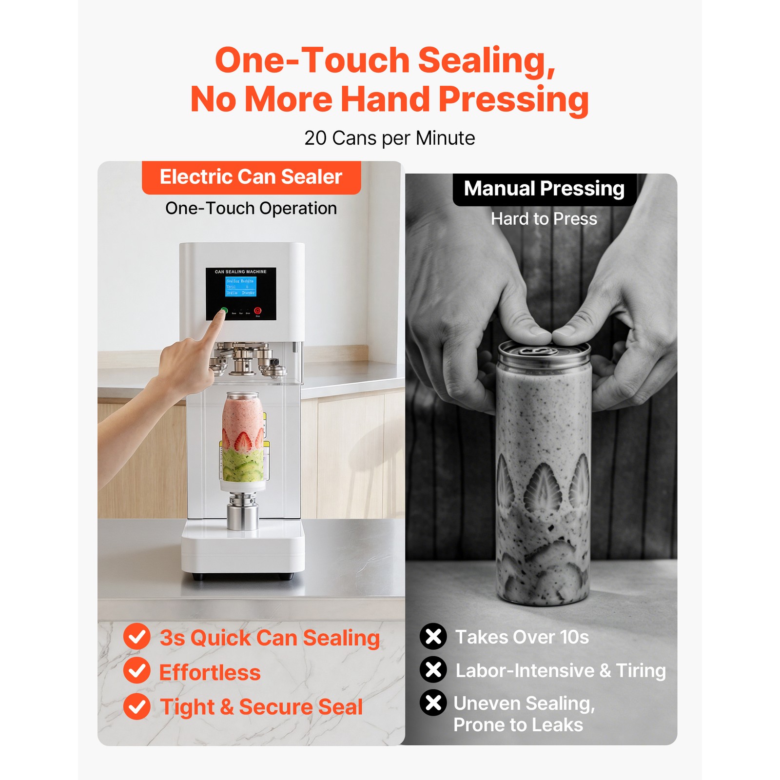Uimoso Automatic Can Sealing Machine for Soda and Coffee Shops – White
