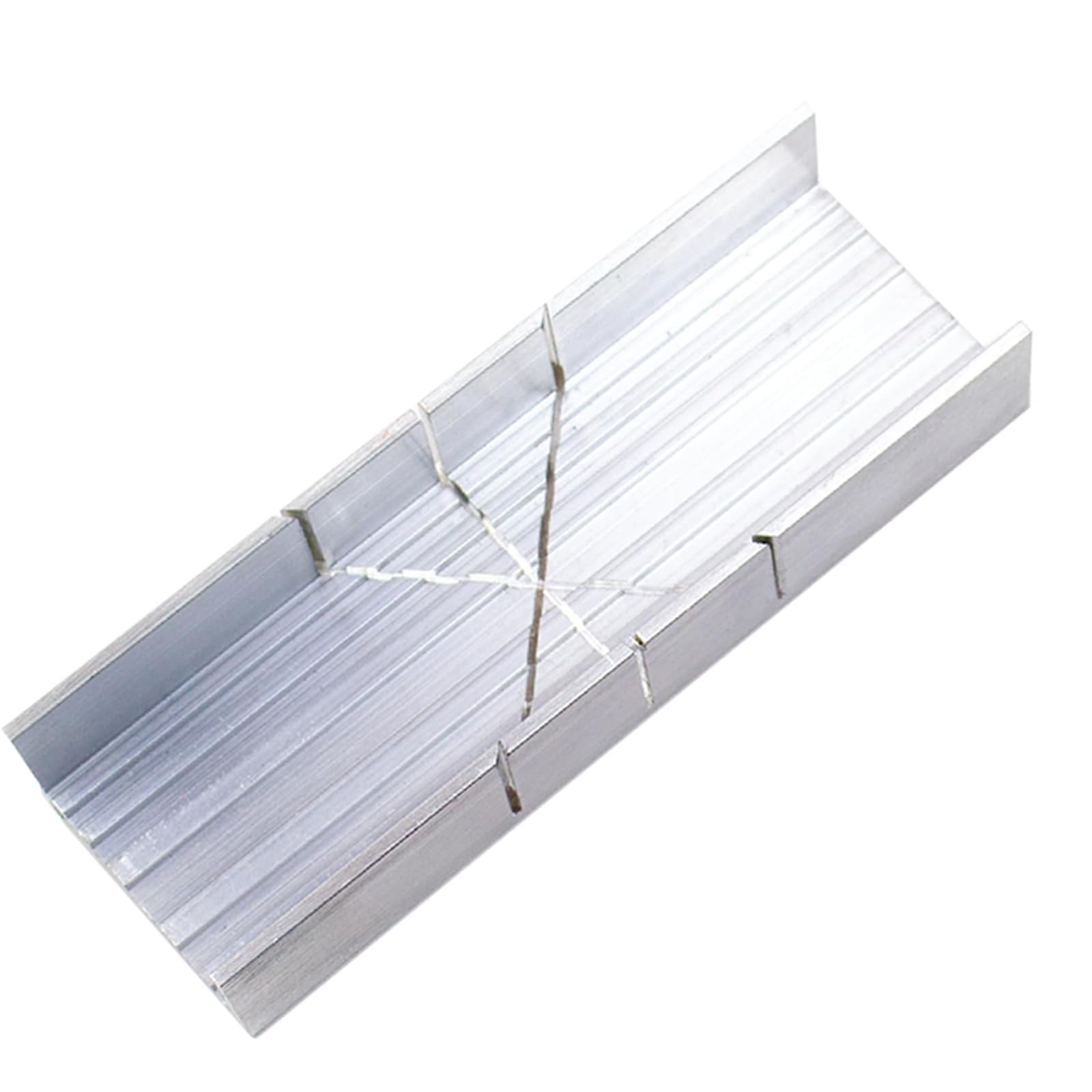 Mini Aluminum Miter Box for Hand Saw 5.3 Inch Precise 3 Angle Cutting Silver