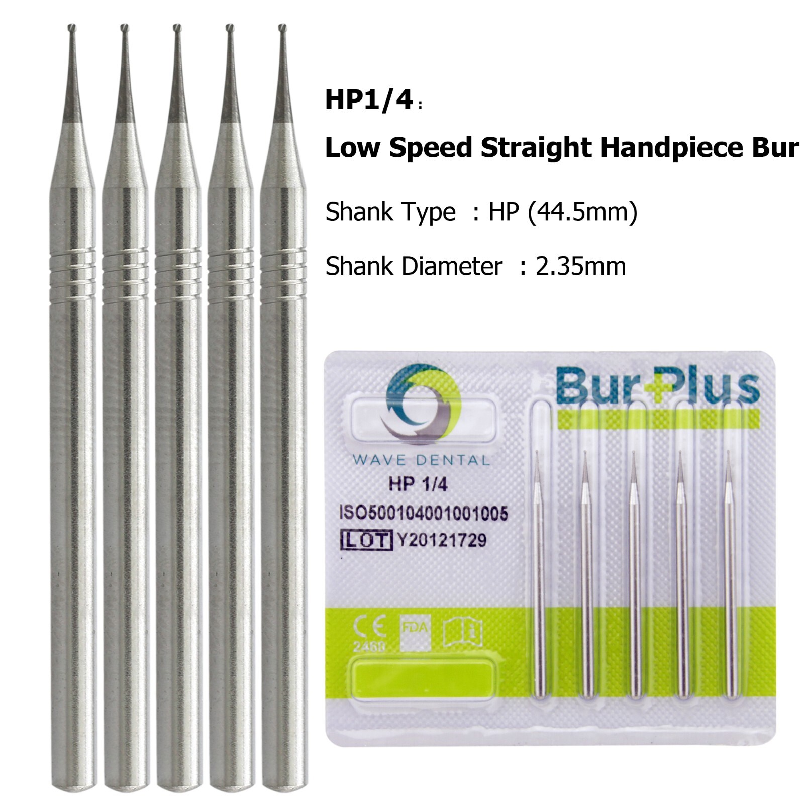WAVE Dental Latch Carbide Burs Round RA Slow Speed Straight Handpiece Bur 44.5mm