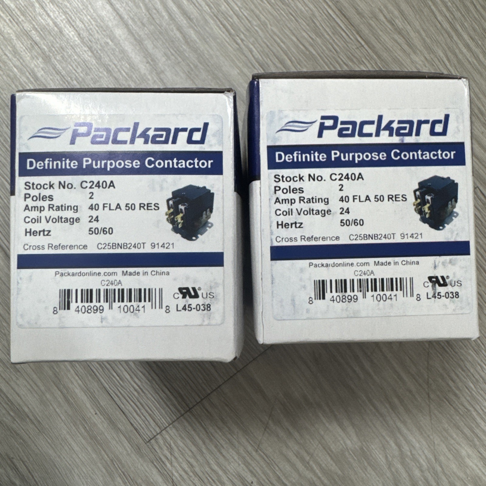 2X Packard C240A Definite Purpose Contactor 2 Pole 40 Amps 24 Coil Voltage