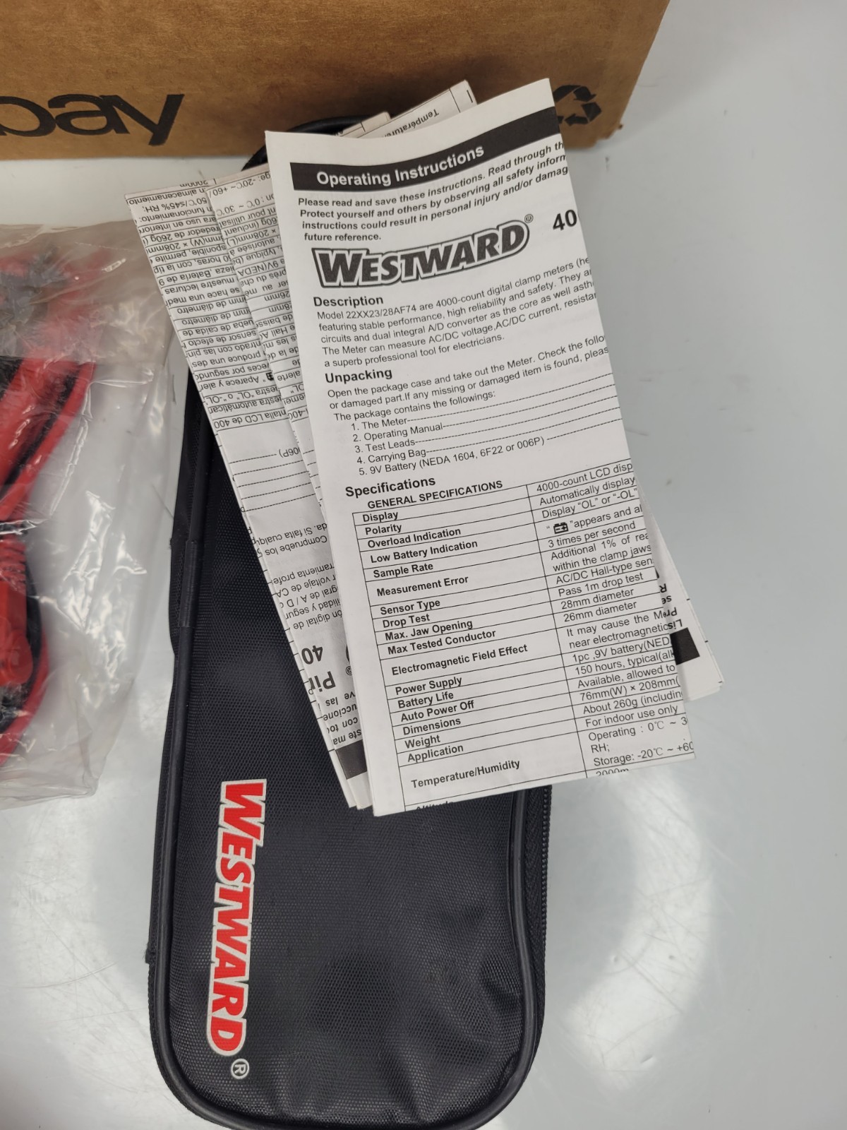 WESTWARD Meter 22xx23 : CAT II 600V/CAT III 300V, Avg, 400 A Max DC Current