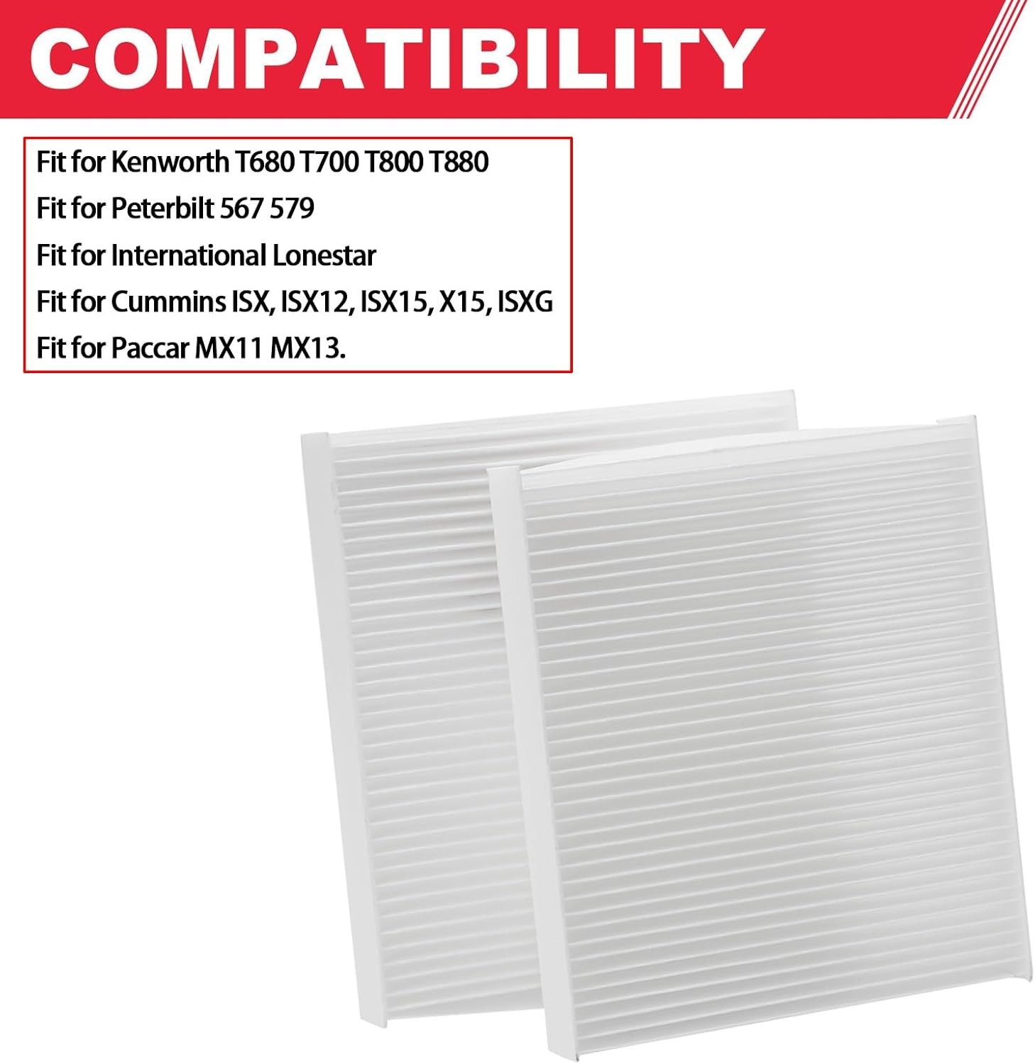 Cabin Air Filter Compatible Kenworth T680 T880 Peterbilt 567 579 C New Air