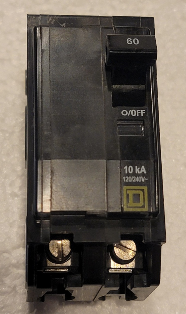 Square D QO260 60 Amp 2 Pole Circuit Breaker 120/240V 10kA Clean Panel Take-Out