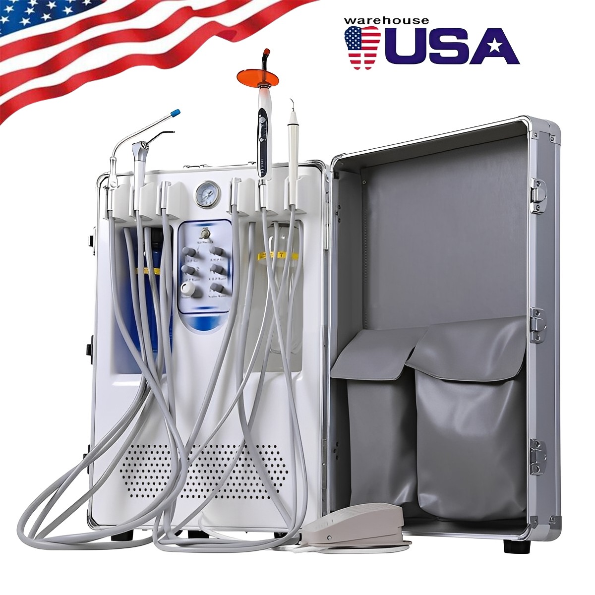Portable Mobile Dental Delivery Unit System Cart with Air Compressor Suction 4H