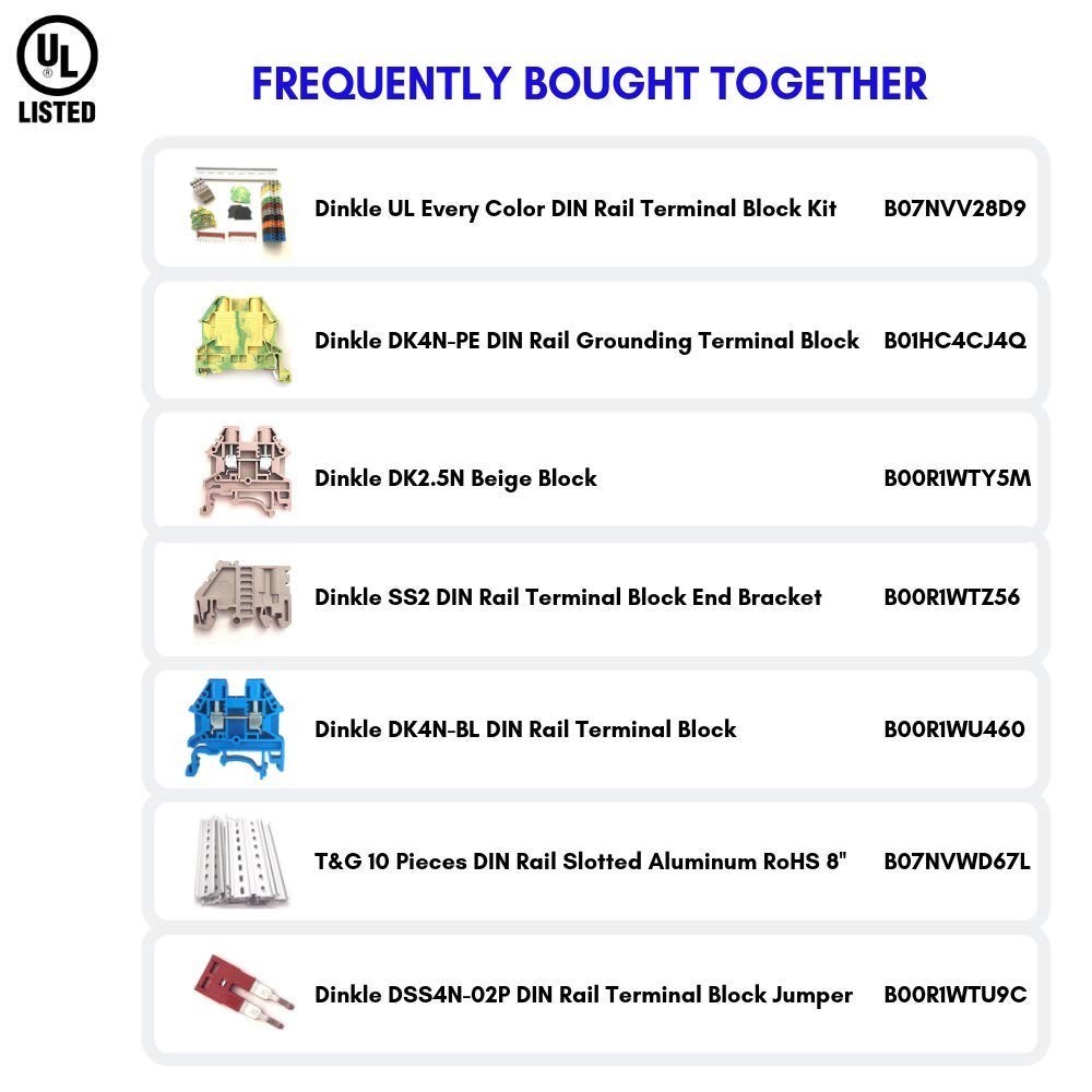 DIN Rail Terminal Blocks Kit by 20 DIN Terminal Block Connectors 12-22 AWG Ga…
