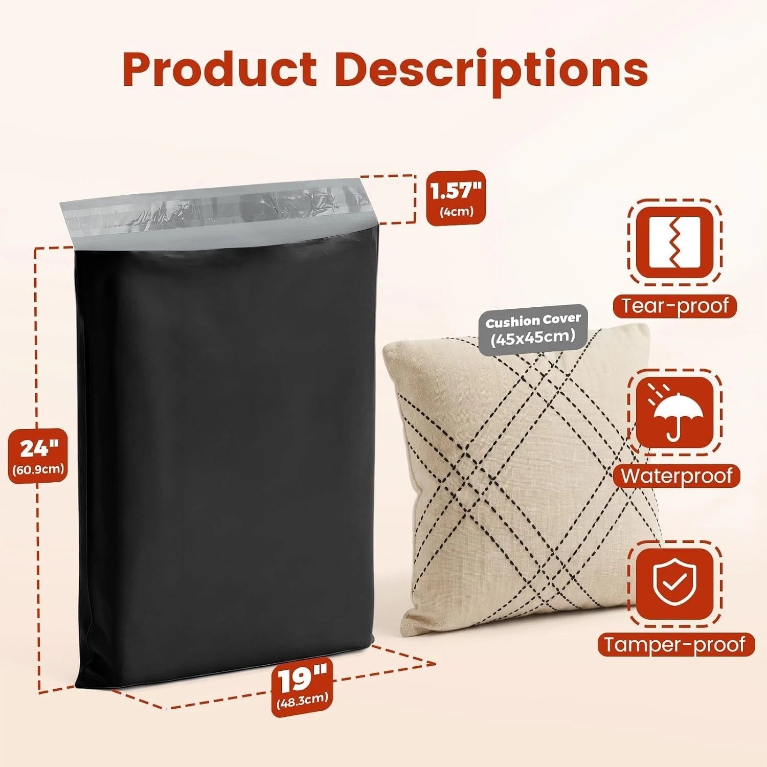 Poly Mailers 19×24 250PC Large Shipping Bags for Business Black | Heavy Duty …