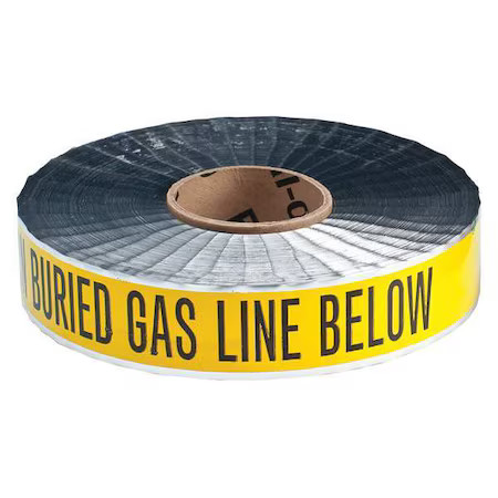 Zoro Select 91600 Underground Marking Tape, Caution Buried Gas Line Below,,