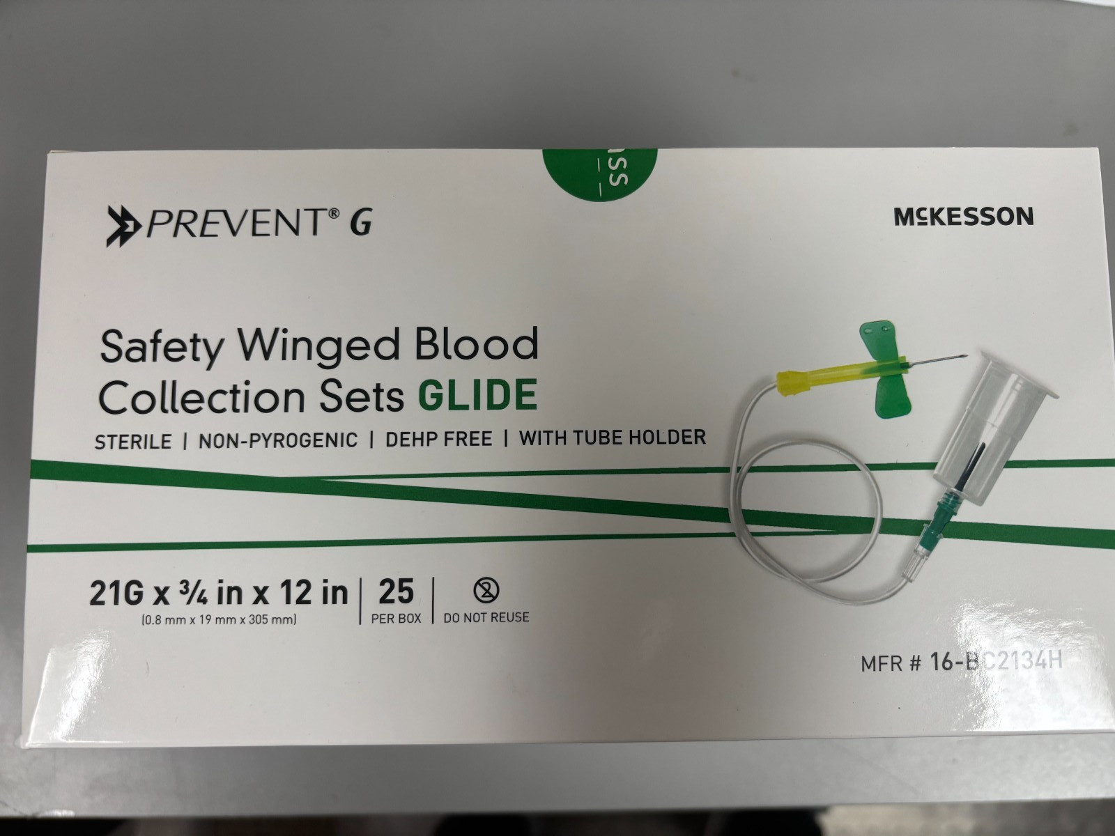 16-BC2134H Safety Blood Collection Set Glide 21Gx3/4″x12″New
