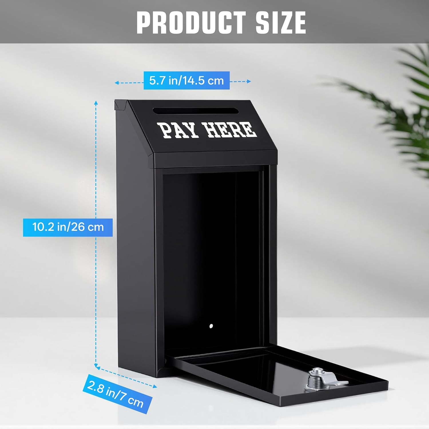 Sumerfnt Pay Here Cash Box for Farm Stand, Metal Cash Box with Lock and 4 Keys W