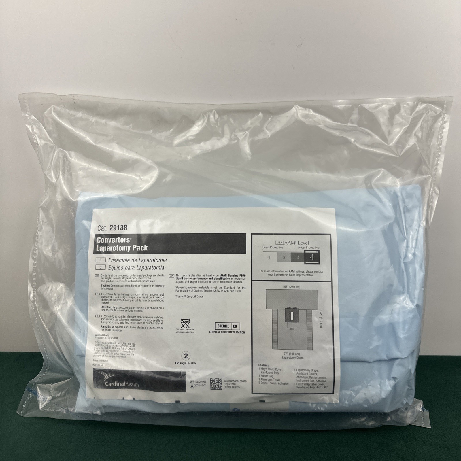 Cardinal Health Converters Laparotomy Pack Cat 29138 AAMI Level 4 Sterile