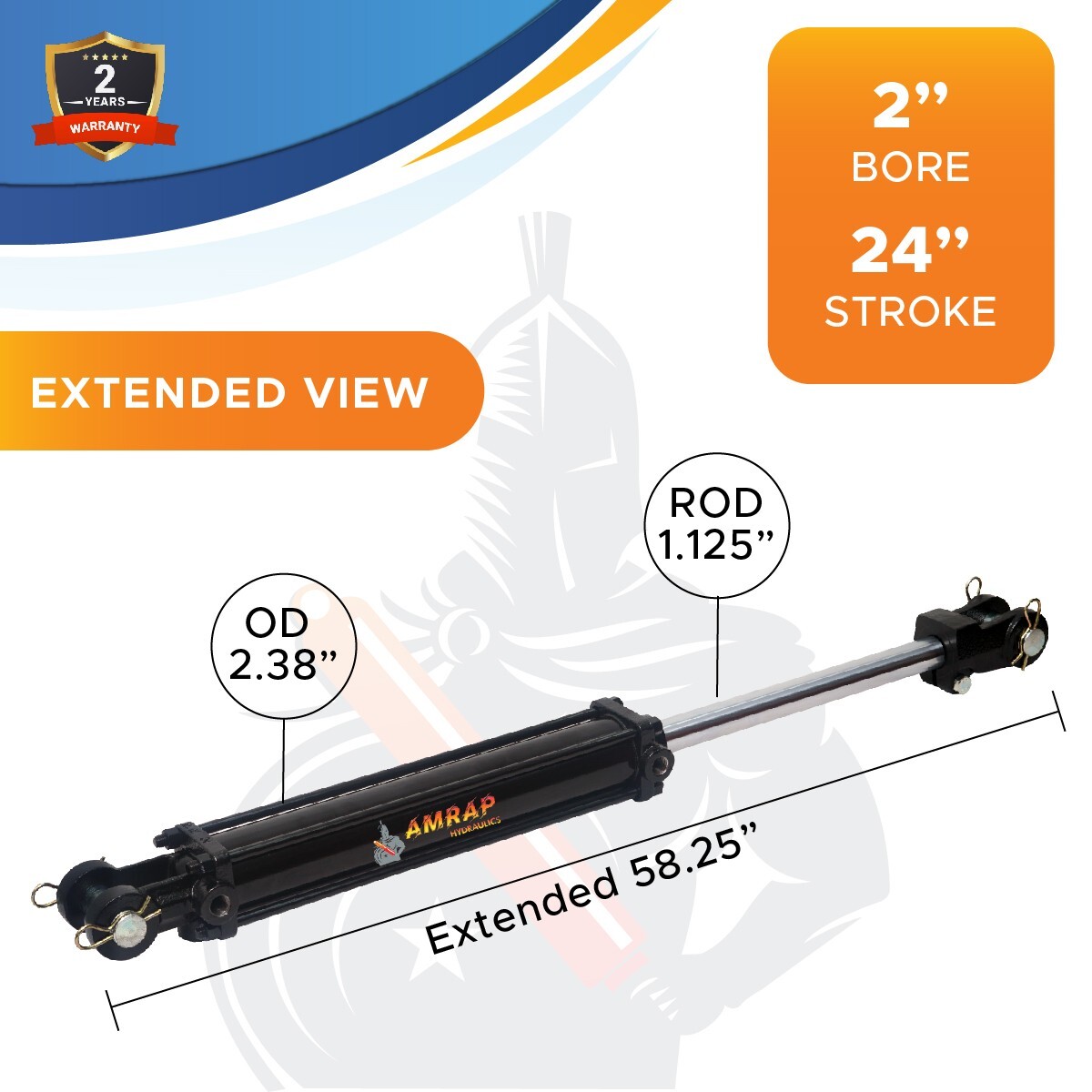 2×24 Hydraulic Cylinder 2″ Bore 24″ Stroke Double Acting Tie-Rod Cylinder