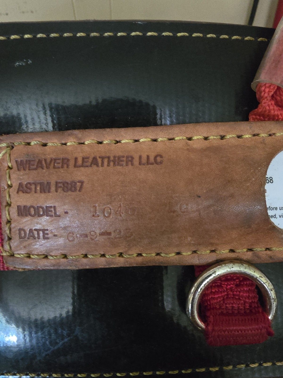 Weaver Leather LLC. Sling Saddle Belt ASTM F887 Model 1040 Size LG