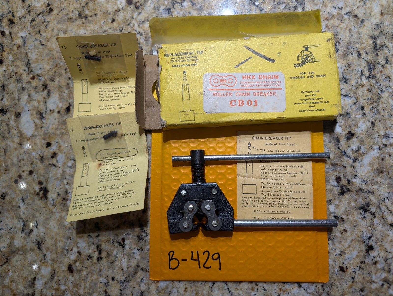 HKK CB 01 ANSI #25-#60 Roller #1 Chain Link Breaker CB01 CB-01 w/2 New Tips USA
