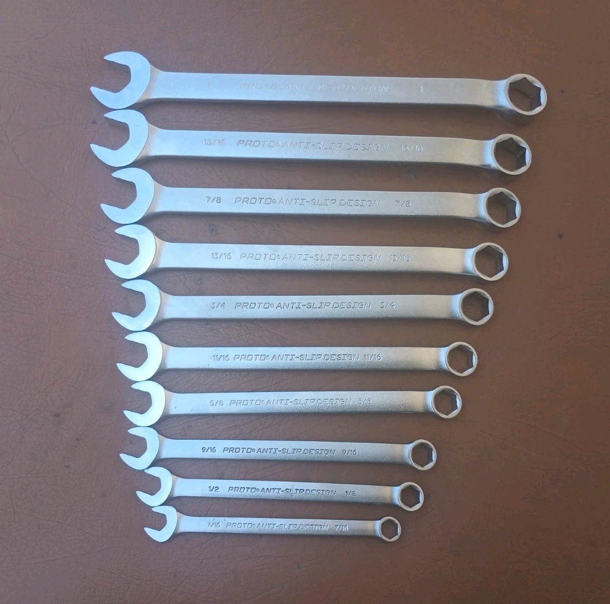 Proto 10pc Anti-Slip Design 6 Point Combination Wrench Set SAE 7/16″ to 1″ USA