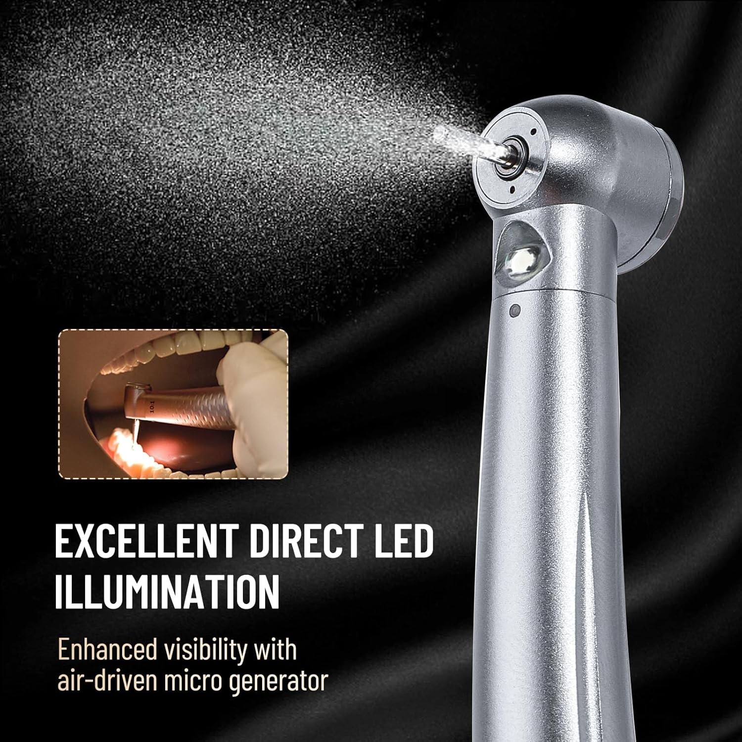 Sibodent E-generator Dental LED Fiber Optic High Speed Handpiece 4 Holes YBM
