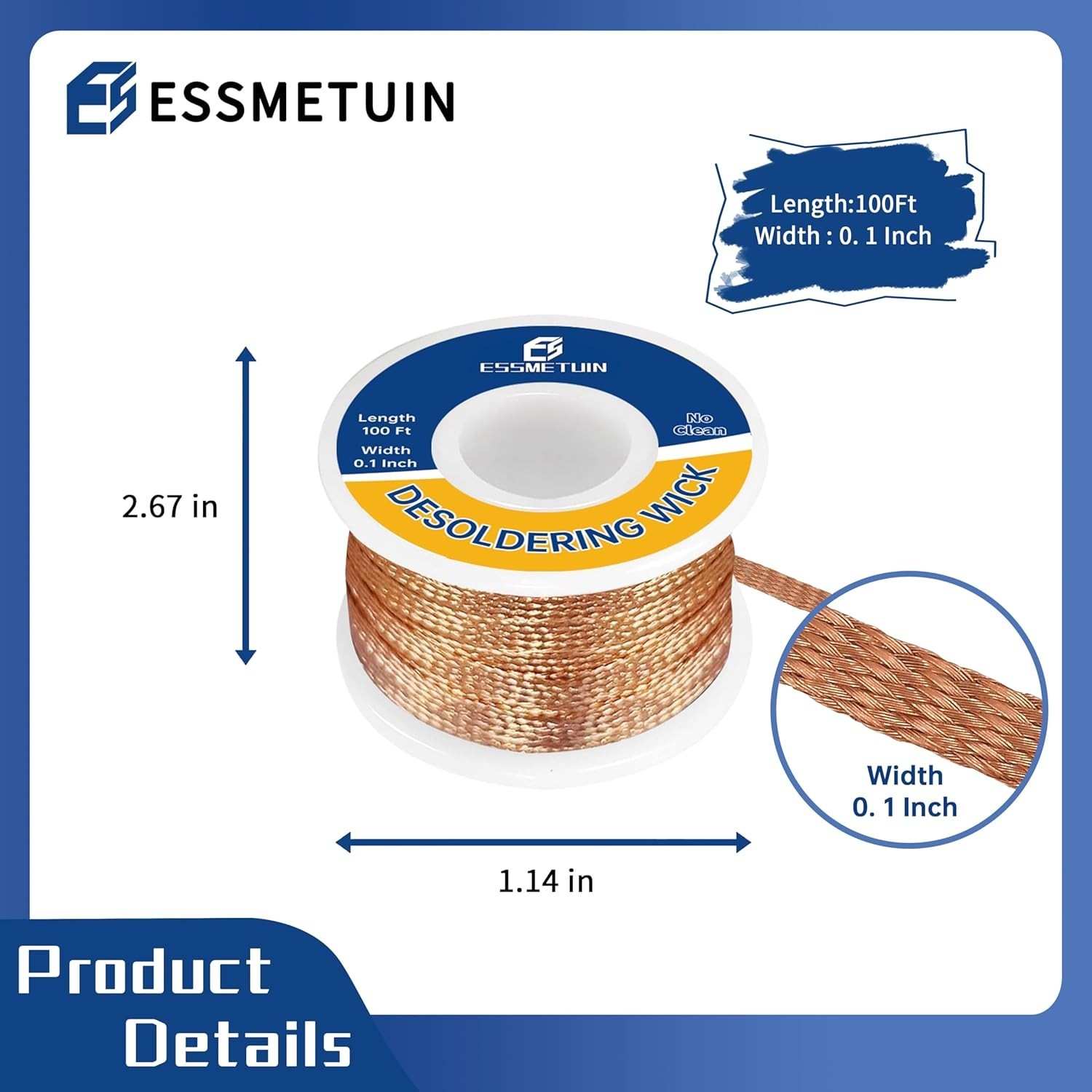 Solder Wick Braid 100Ft with Flux for Electronic, Desoldering Wick B…