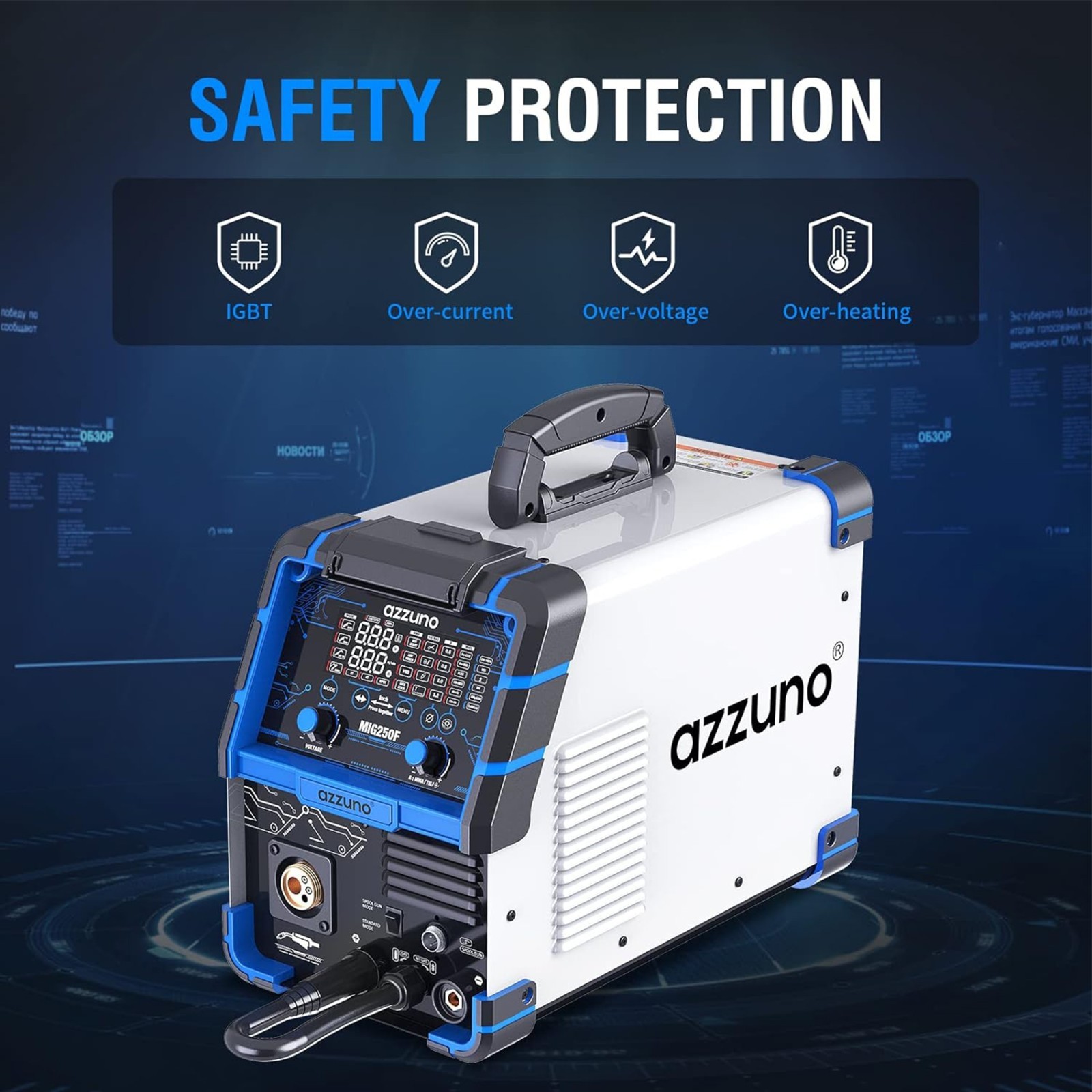 250A Aluminum MIG Welder, 6 in1 Large LED Display 110V/220V Multi Process Welder
