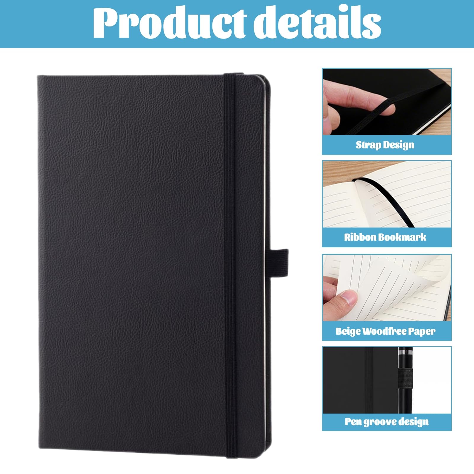 BOBOAR Meeting Lined Journaling College Ruled Hardcover Paperage Black