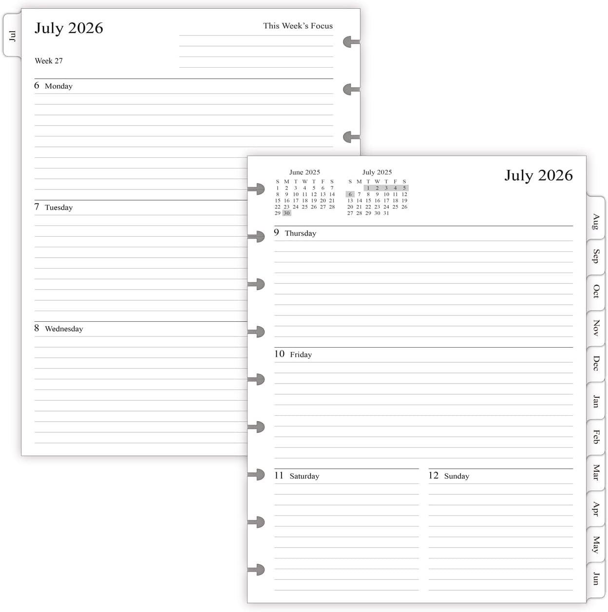 2026-2027 Planner Refills for Happy Planner Classic Notebook, Weekly & Monthly,