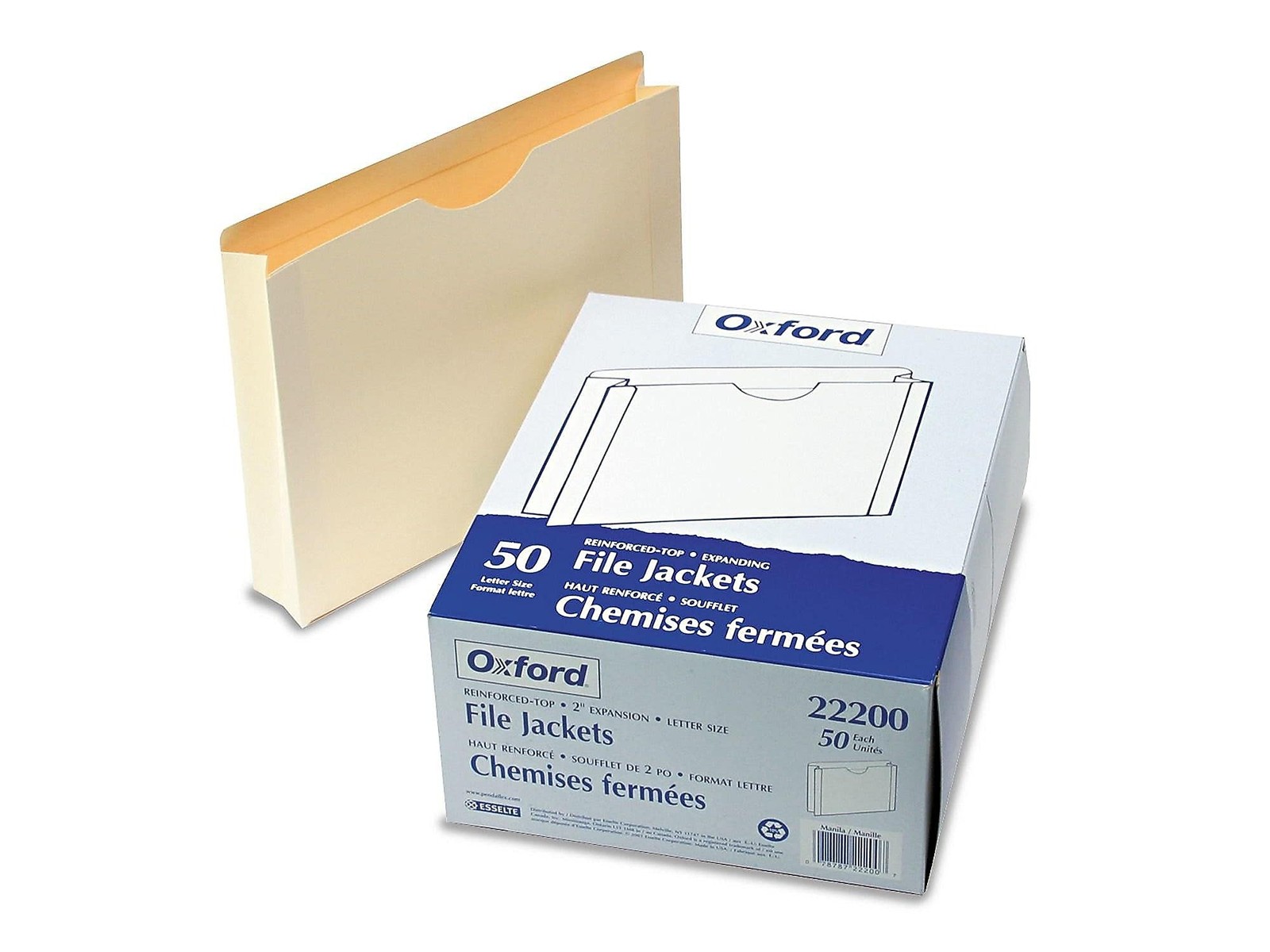 File Jackets, Letter Size, Manila, 2″ Expansion, Reinforced Straight-Cut Tabs…
