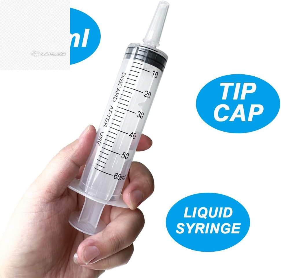 4 Pack 60Ml Large Syringe for Liquid with Tip Cap, Plastic Liquid Syringes Indiv