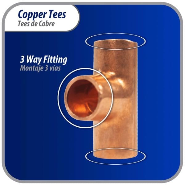 Appli Parts AP-T014B10 1/4in Wrot Copper Tee CxCxC Connections for…