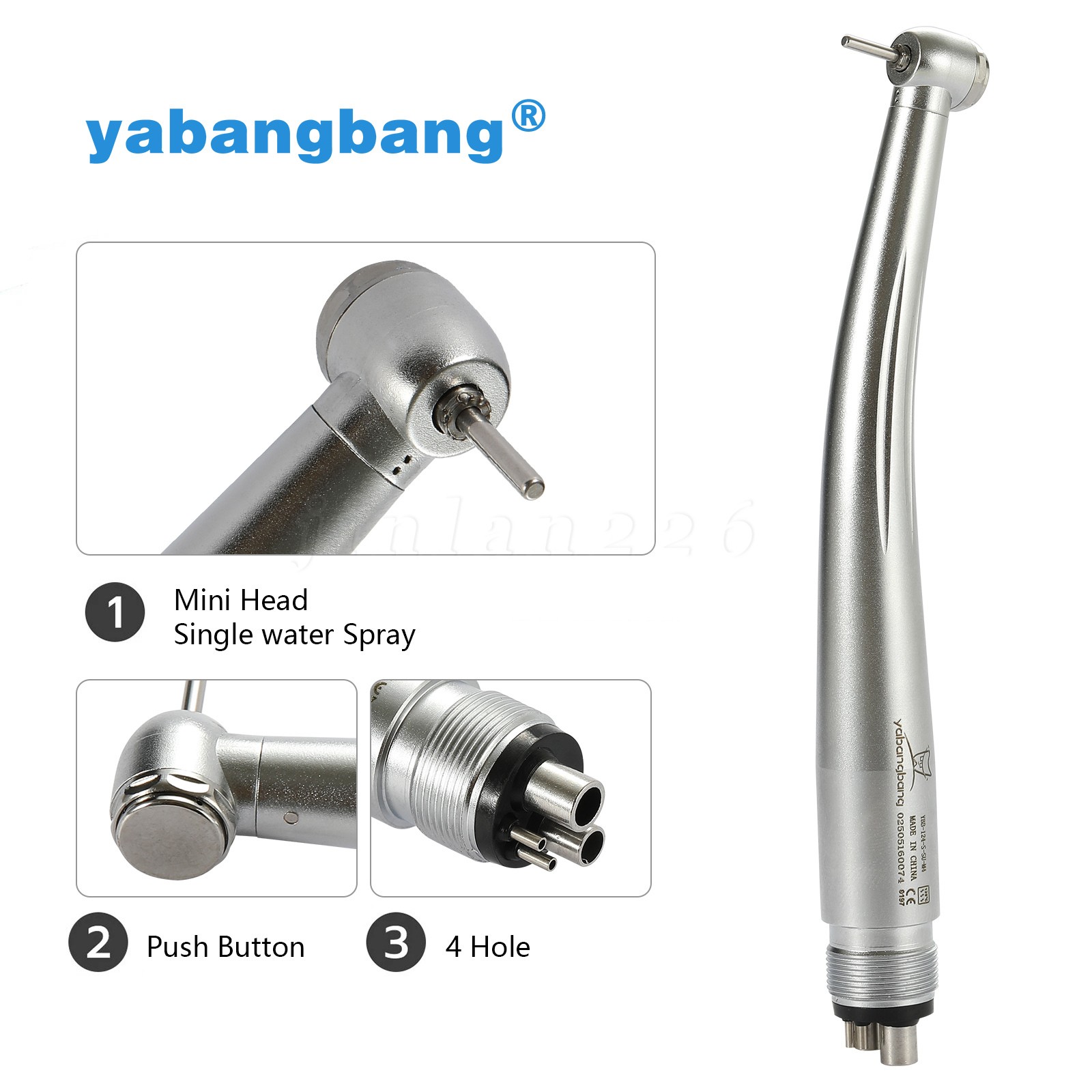 Yabangbang Dental Handpiece Small High Speed Turbine 4Hole NSK Style Mini Head