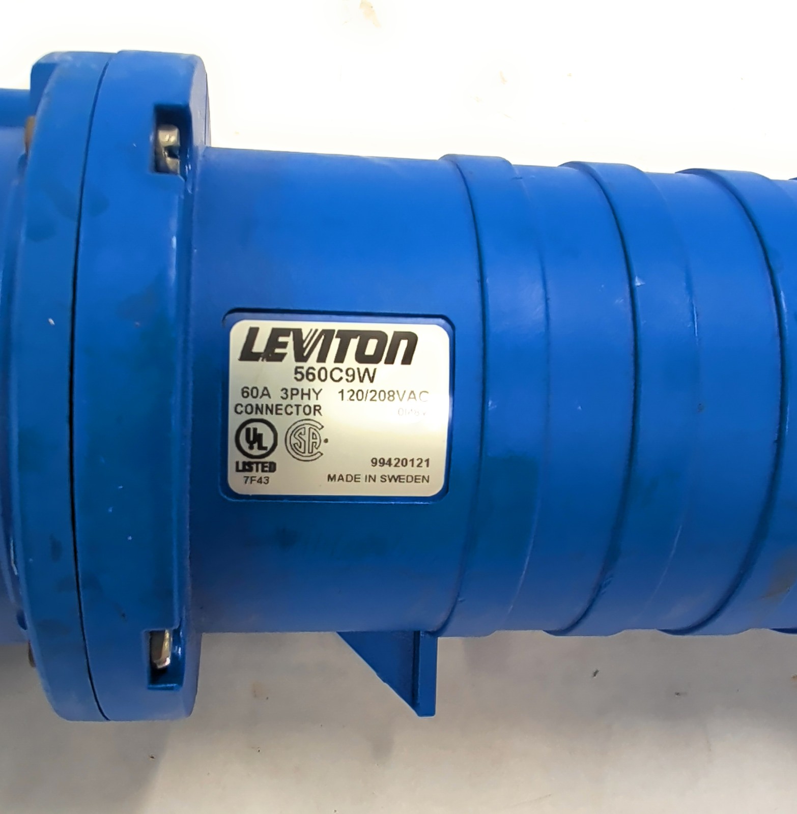 Leviton, 560C9W Pin and Sleeve Female Plug, 4 Pole, 5 Wire Grounding 60A 3PHY