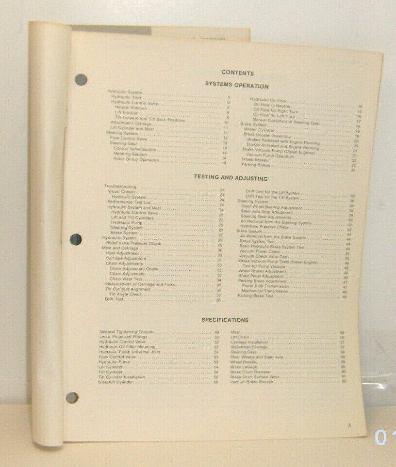 Cat V110, V130, V150 Vehicle Systems Manual Lift Trucks (SENB8196) {P8520}