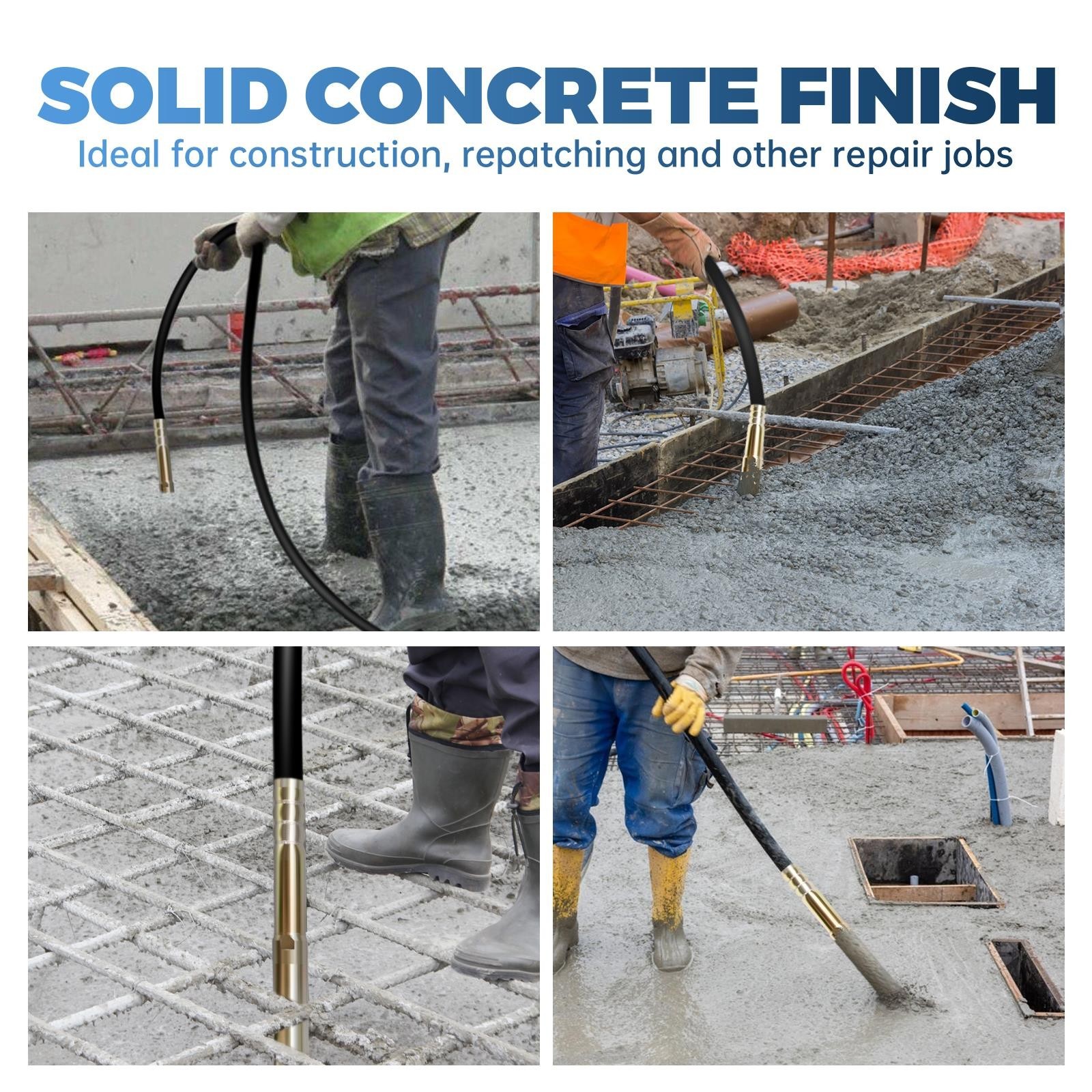 1300W Power Concrete Vibrator 16000 VPM Durable 2HP 14.75 FT Copper Engine