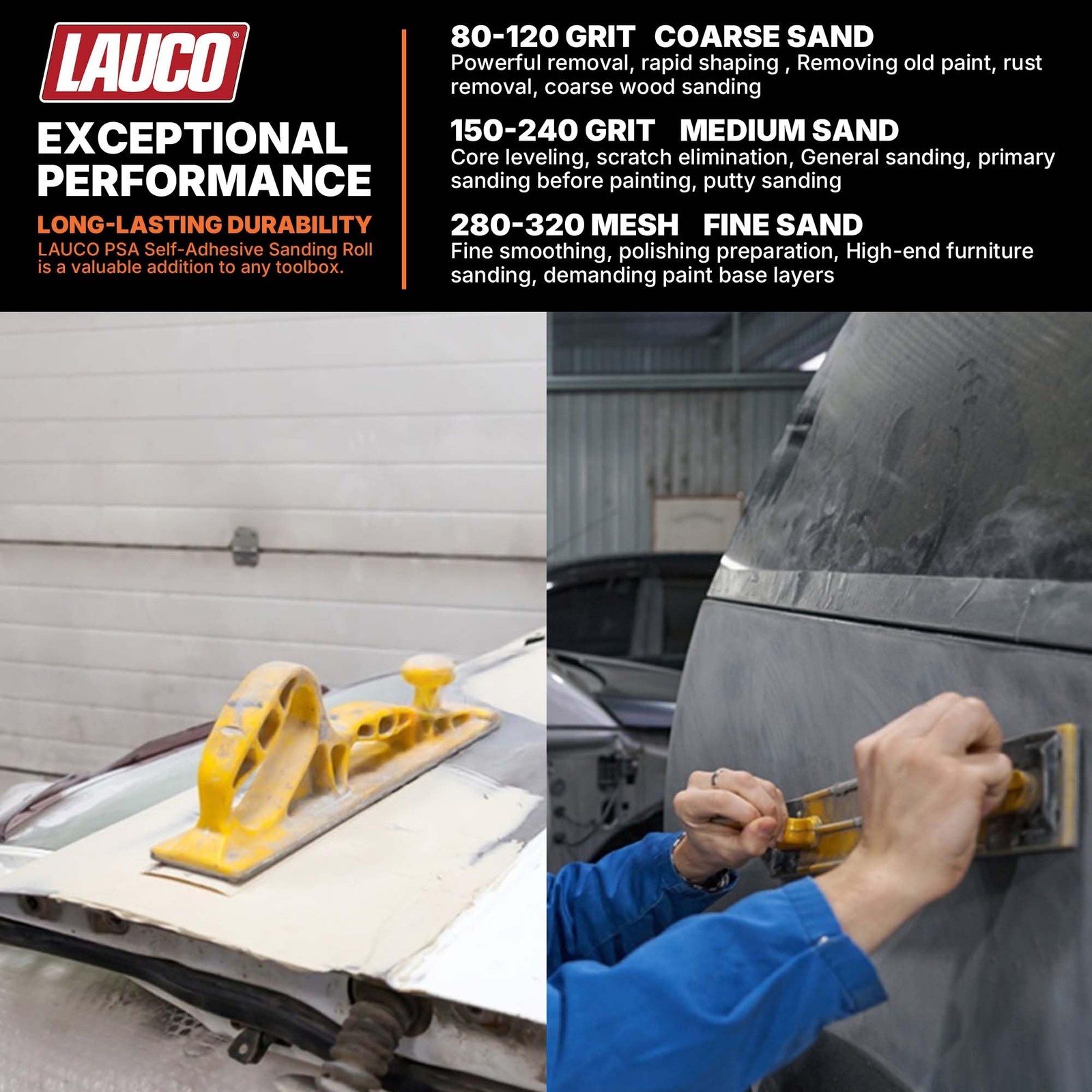 LAUCO Premium 320 Grit Ceramic Grain PSA Self-Adhesive Sanding Roll Each 2.75″