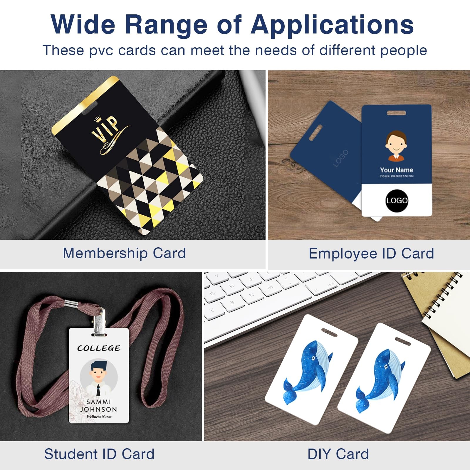 100 Pack Premium Blank PVC Cards with Slot Punch on Short 100pack, 100pack