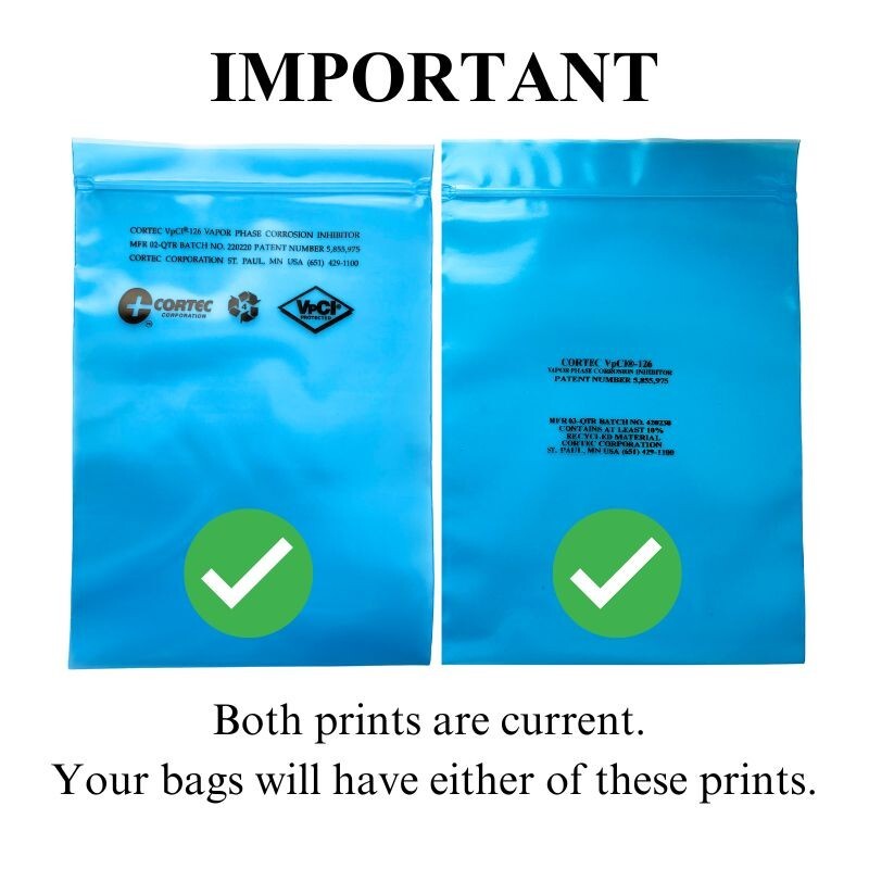 Anti Rust Zip Top VCI Poly Bags – Cortec VpCI-126 10″x12″ 4mil (Pack of 10 bags)