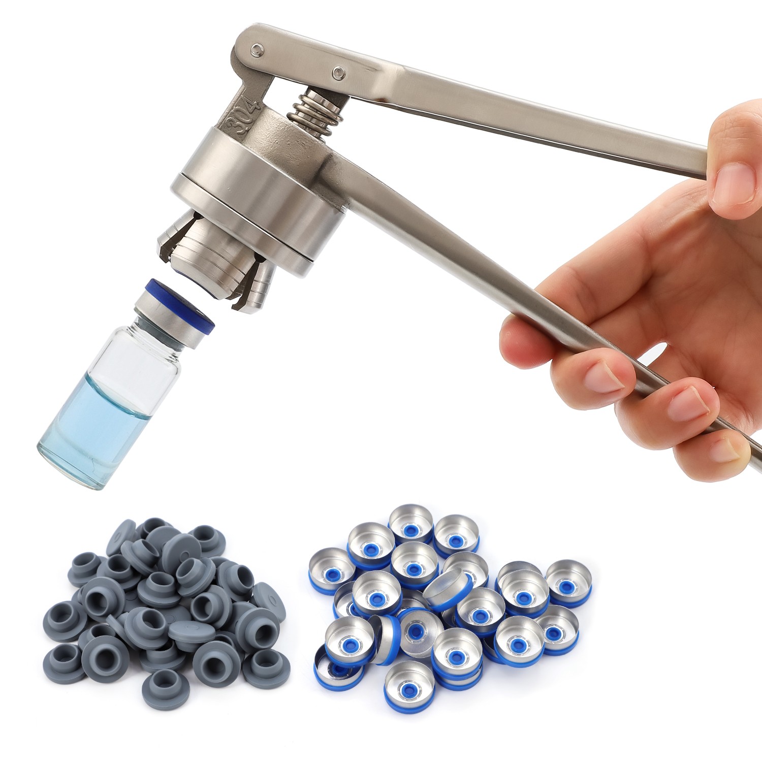 20mm Flip Vial Crimper Stainless Steel Manual Bottle Cap Crimping Tool