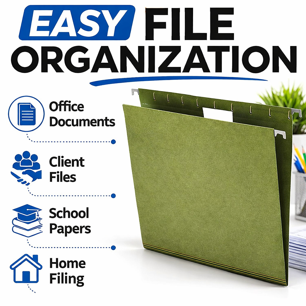 NEW Pendaflex Hanging File Folders Letter 1/5 Tab Green w/ Tabs & Inserts 50